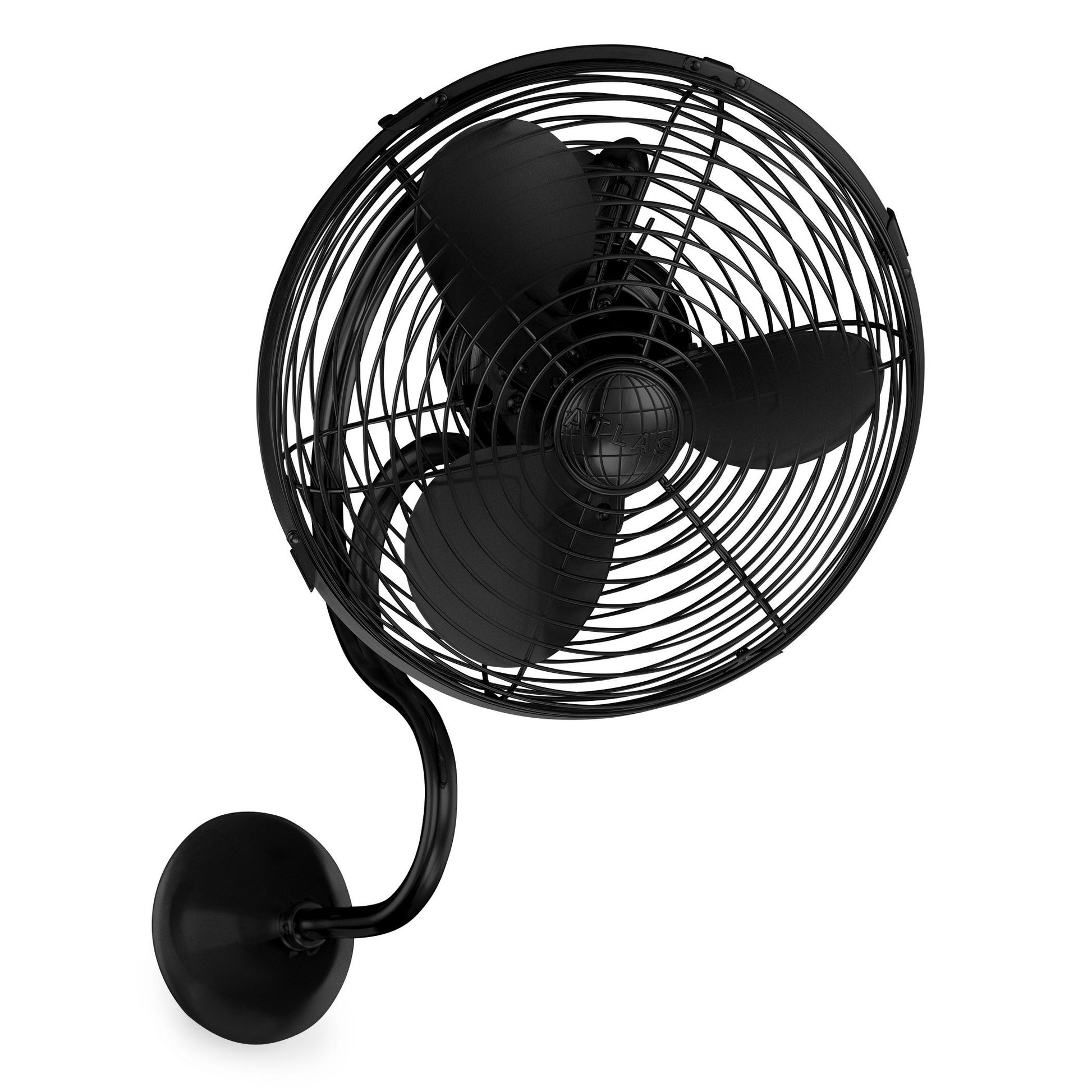 Matthews Fan Company Atlas Melody 13" Matte Black Oscillating Wall Fan With Steel/Abs Blade In Matte Black Finish