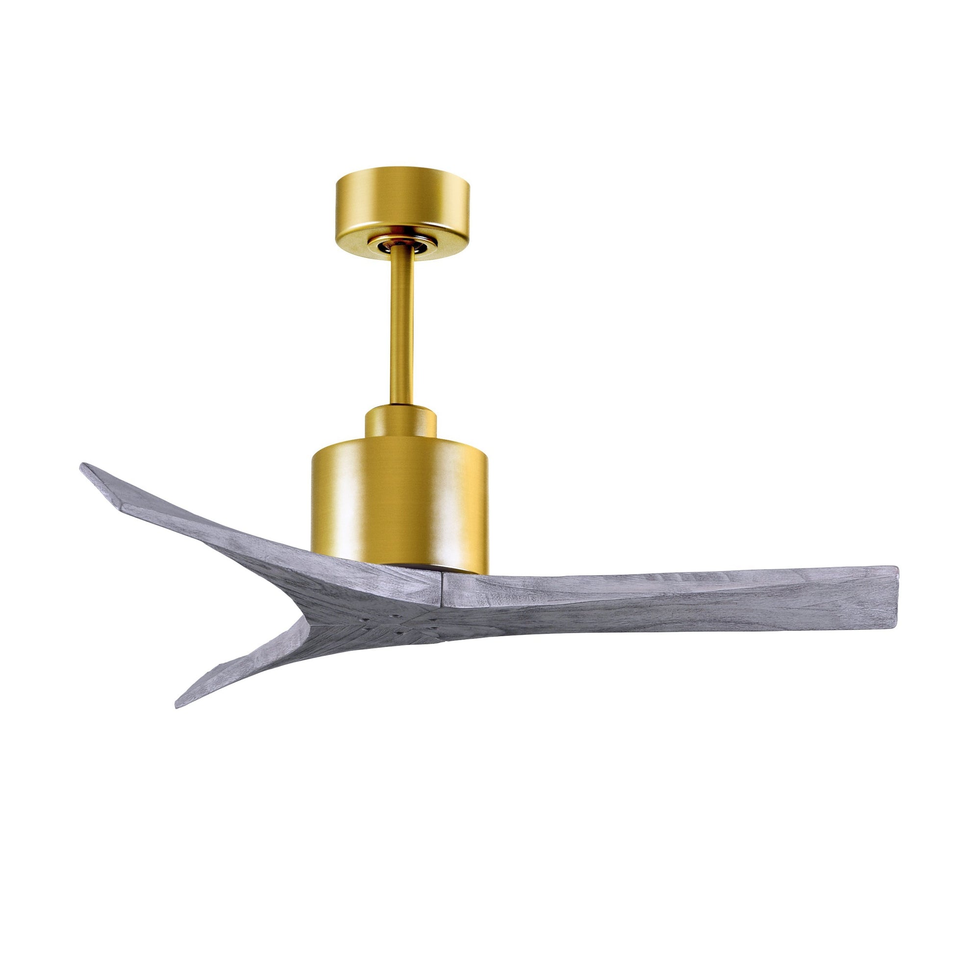 Matthews Fan Company Atlas Mollywood 42" Brushed Brass Ceiling Fan With Solid Wood Blade In Barnwood Tone Finish