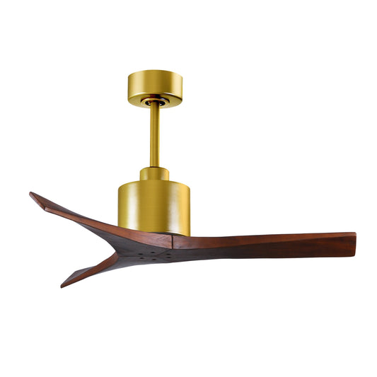 Matthews Fan Company Atlas Mollywood 42" Brushed Brass Ceiling Fan With Solid Wood Blade In Walnut Finish