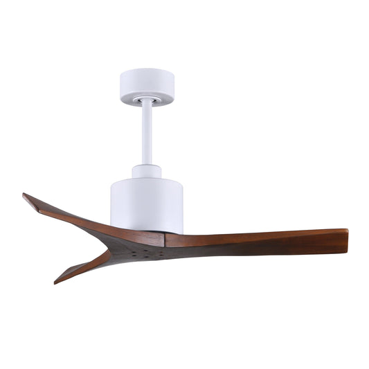 Matthews Fan Company Atlas Mollywood 42" Matte White Ceiling Fan With Solid Wood Blade In Walnut Finish