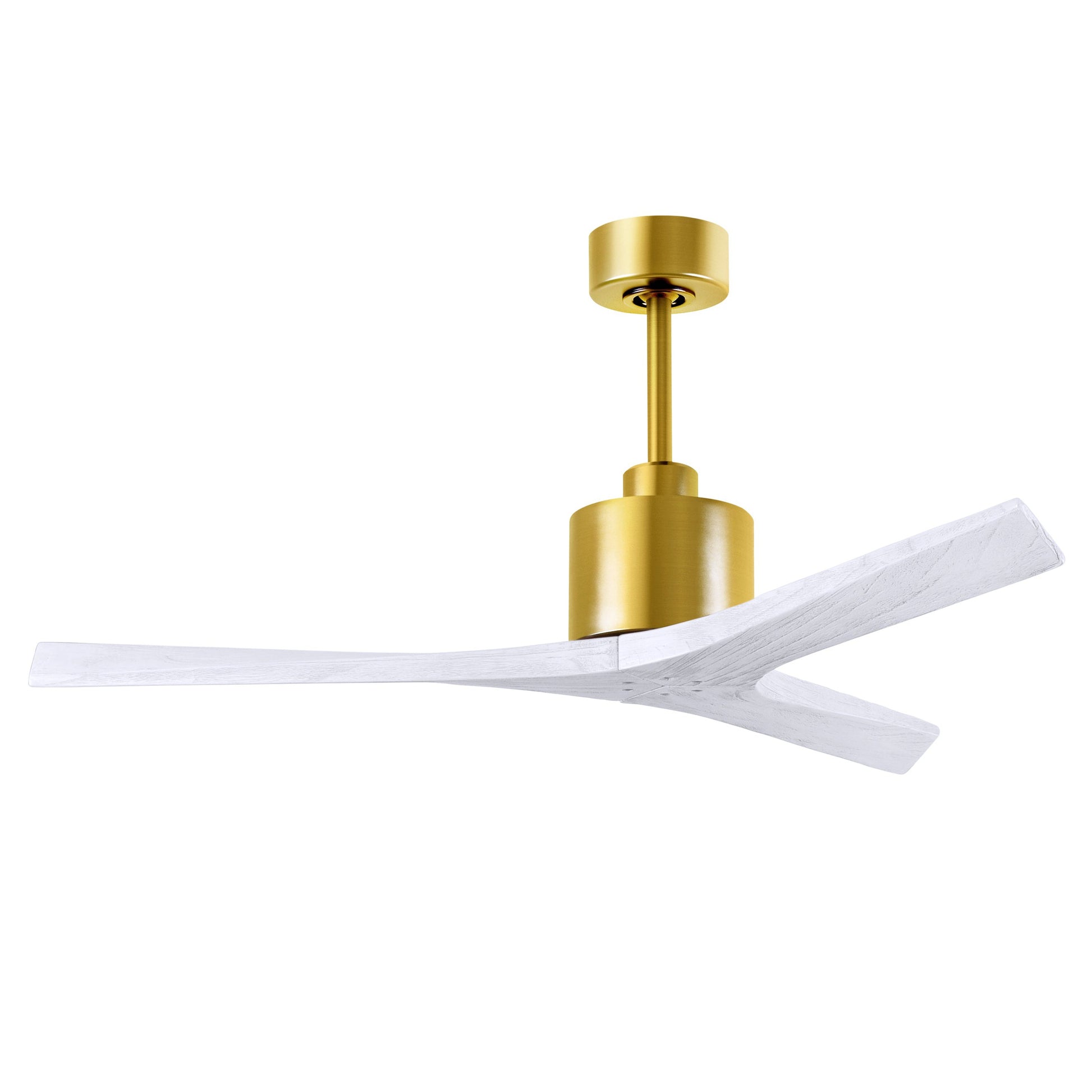 Matthews Fan Company Atlas Mollywood 52" Brushed Brass Ceiling Fan With Solid Wood Blade In Matte White Finish