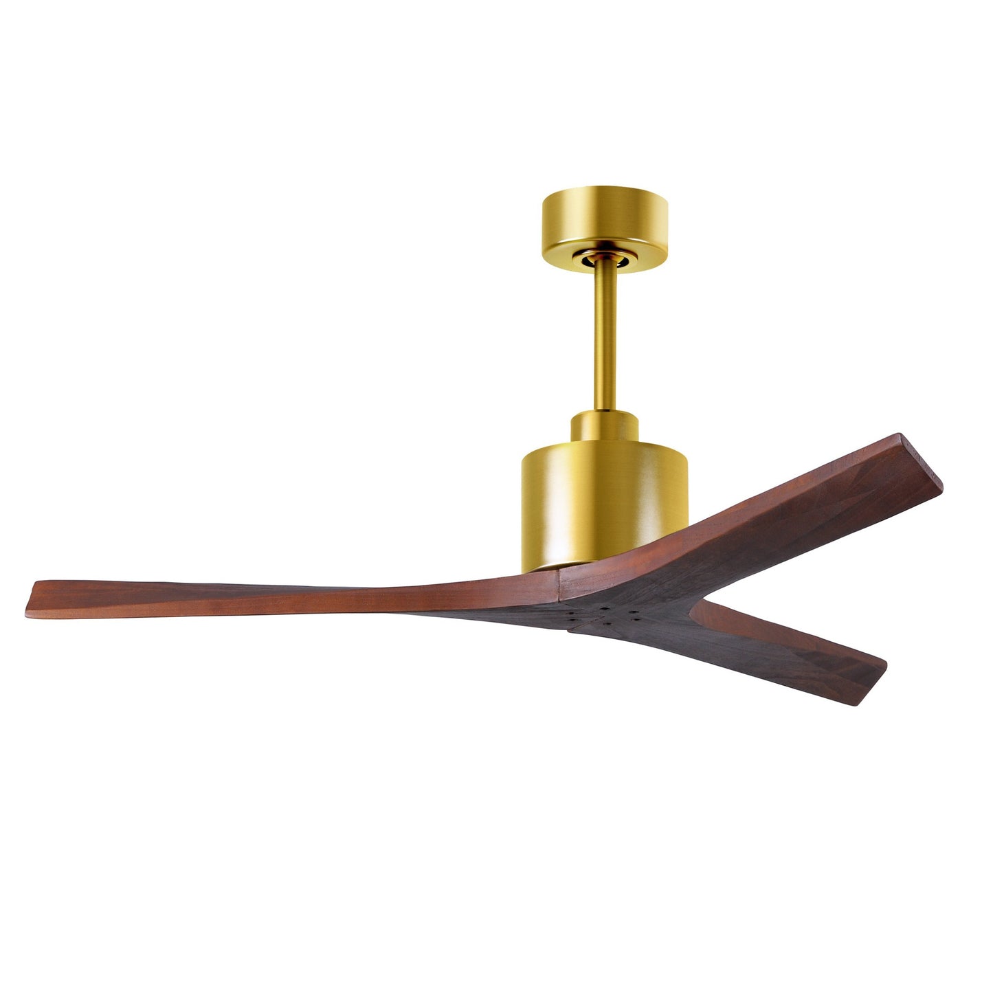 Matthews Fan Company Atlas Mollywood 52" Brushed Brass Ceiling Fan With Solid Wood Blade In Walnut Finish