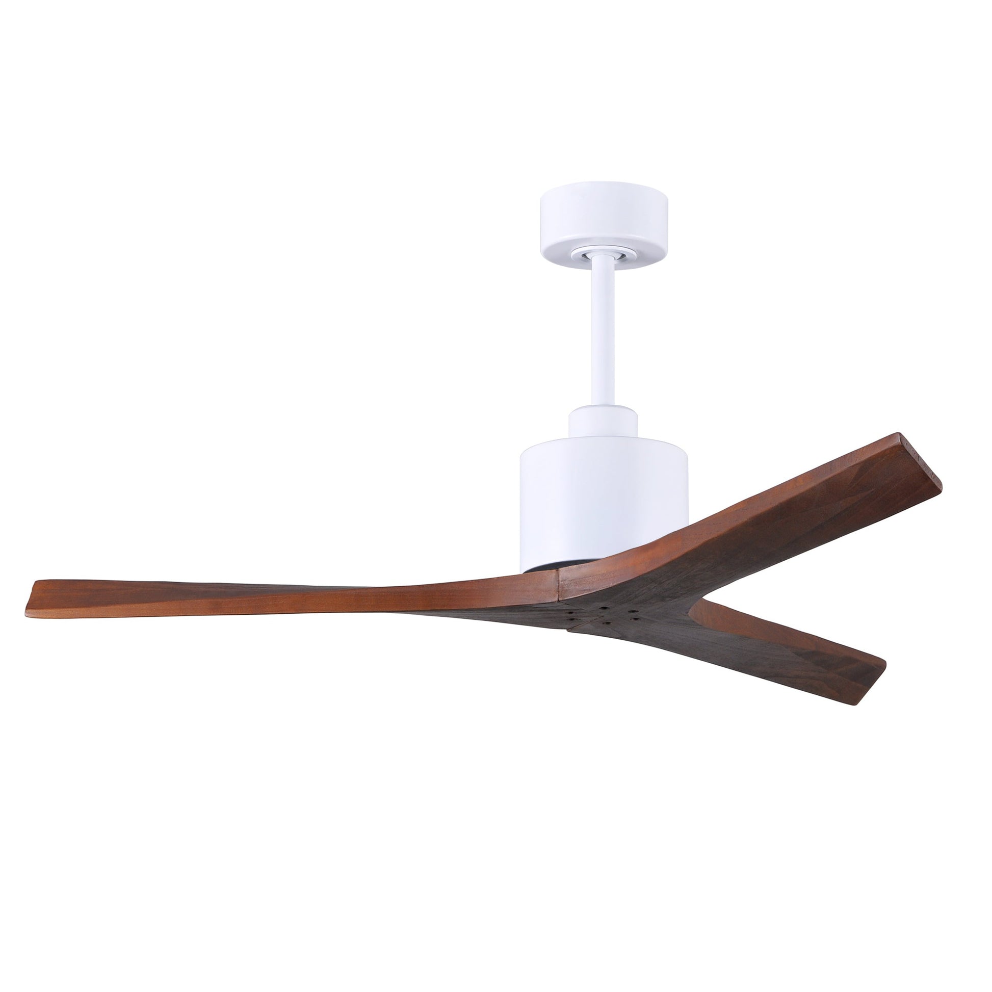 Matthews Fan Company Atlas Mollywood 52" Matte White Ceiling Fan With Solid Wood Blade In Walnut Finish