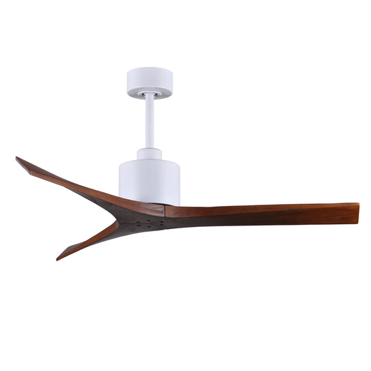 Matthews Fan Company Atlas Mollywood 52" Matte White Ceiling Fan With Solid Wood Blade In Walnut Finish