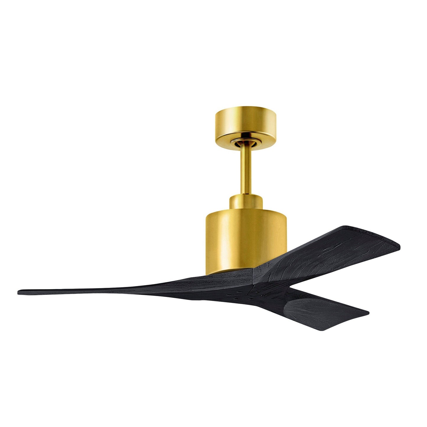 Matthews Fan Company Atlas Nan 42" Brushed Brass Ceiling Fan With Solid Wood Blade In Matte Black Finish