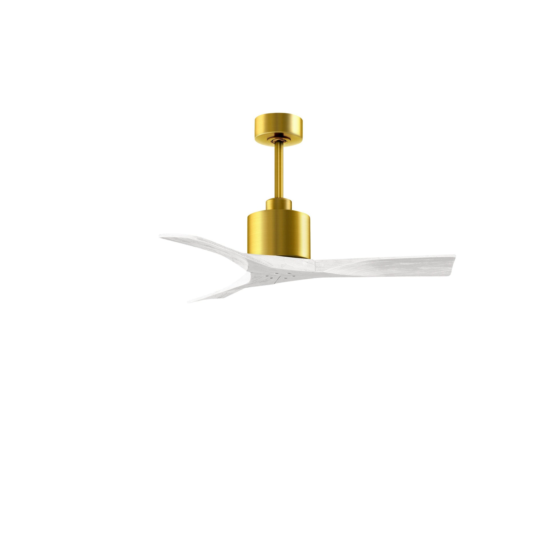 Matthews Fan Company Atlas Nan 42" Brushed Brass Ceiling Fan With Solid Wood Blade In Matte White Finish