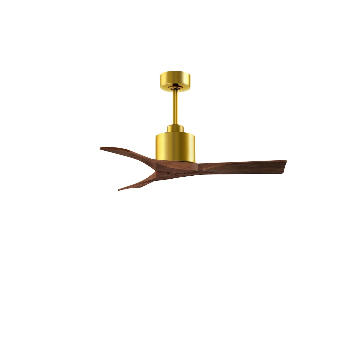 Matthews Fan Company Atlas Nan 42" Brushed Brass Ceiling Fan With Solid Wood Blade In Walnut Finish