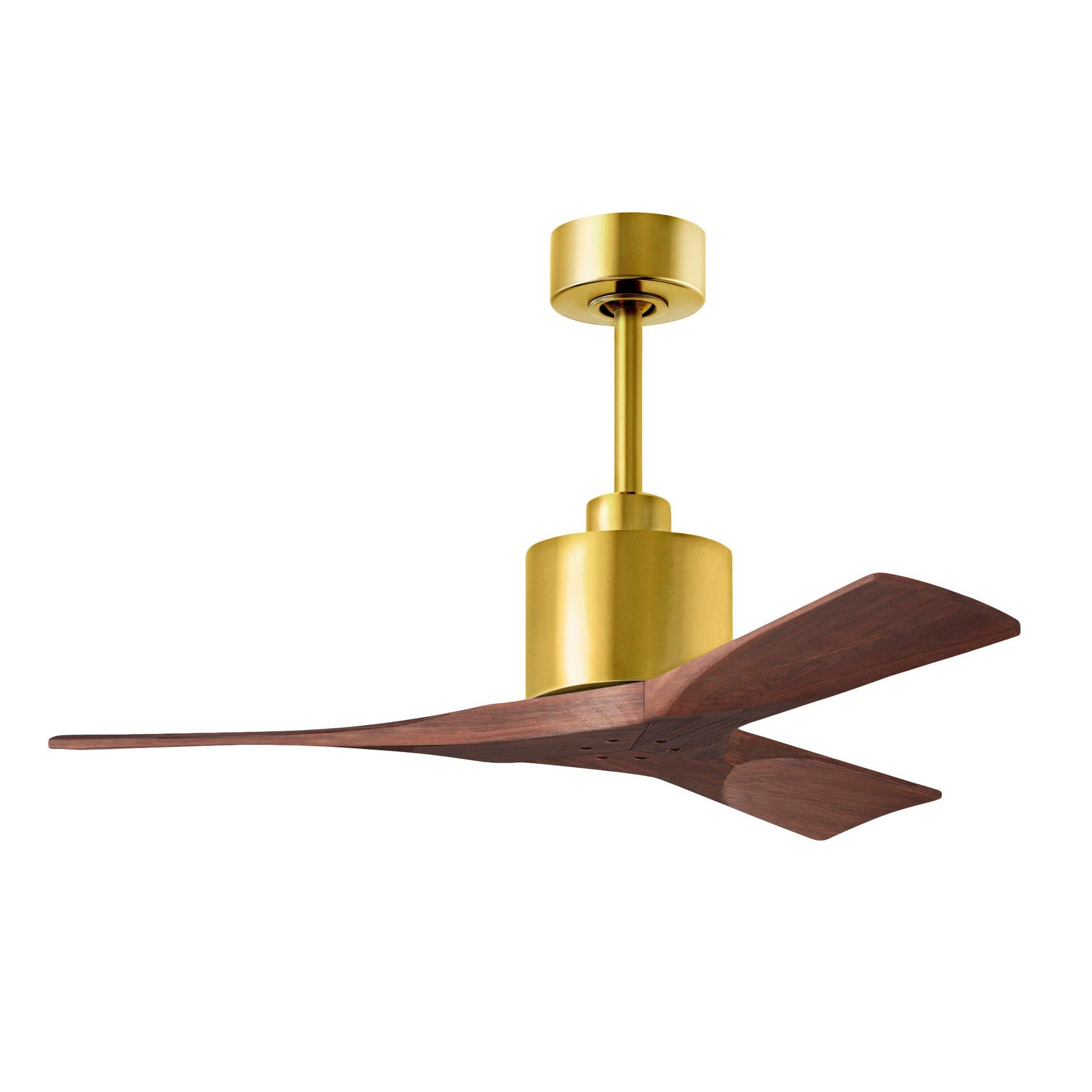 Matthews Fan Company Atlas Nan 42" Brushed Brass Ceiling Fan With Solid Wood Blade In Walnut Finish