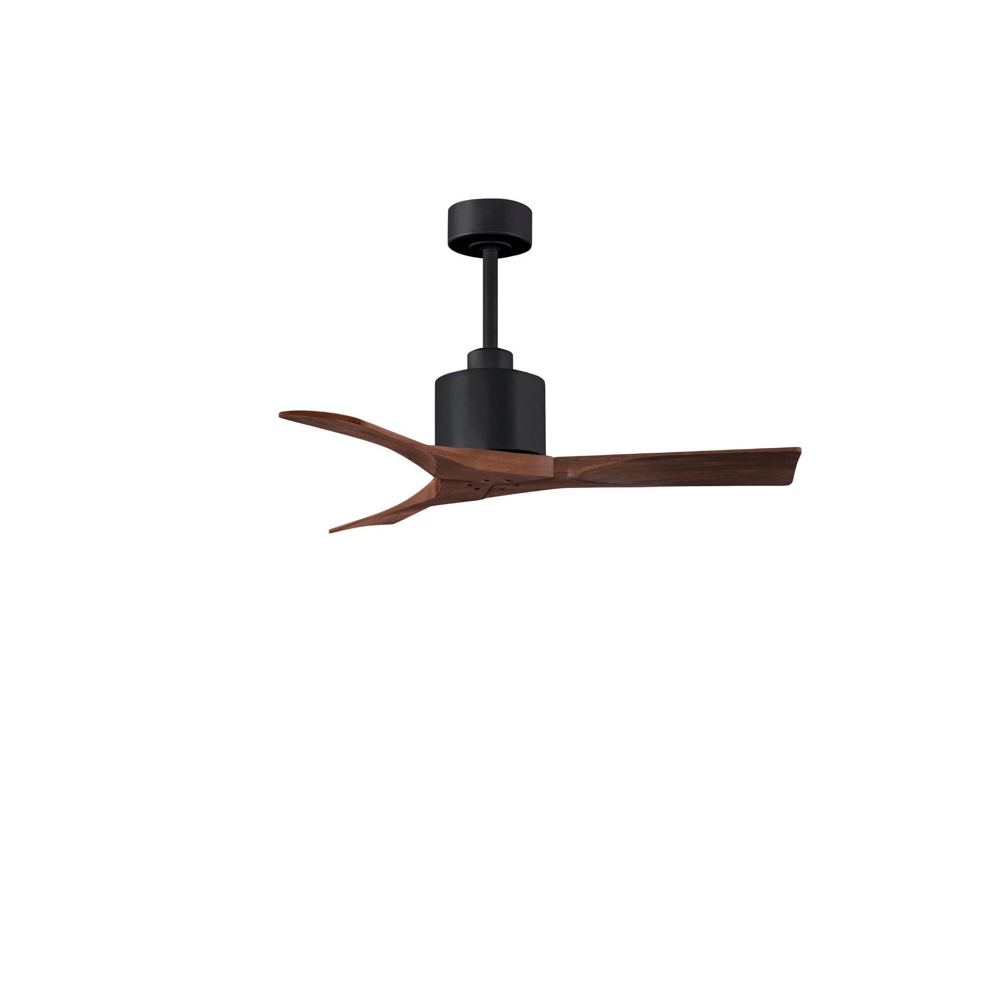 Matthews Fan Company Atlas Nan 42" Matte Black Ceiling Fan With Solid Wood Blade In Walnut Finish