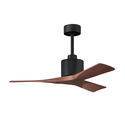 Matthews Fan Company Atlas Nan 42" Matte Black Ceiling Fan With Solid Wood Blade In Walnut Finish