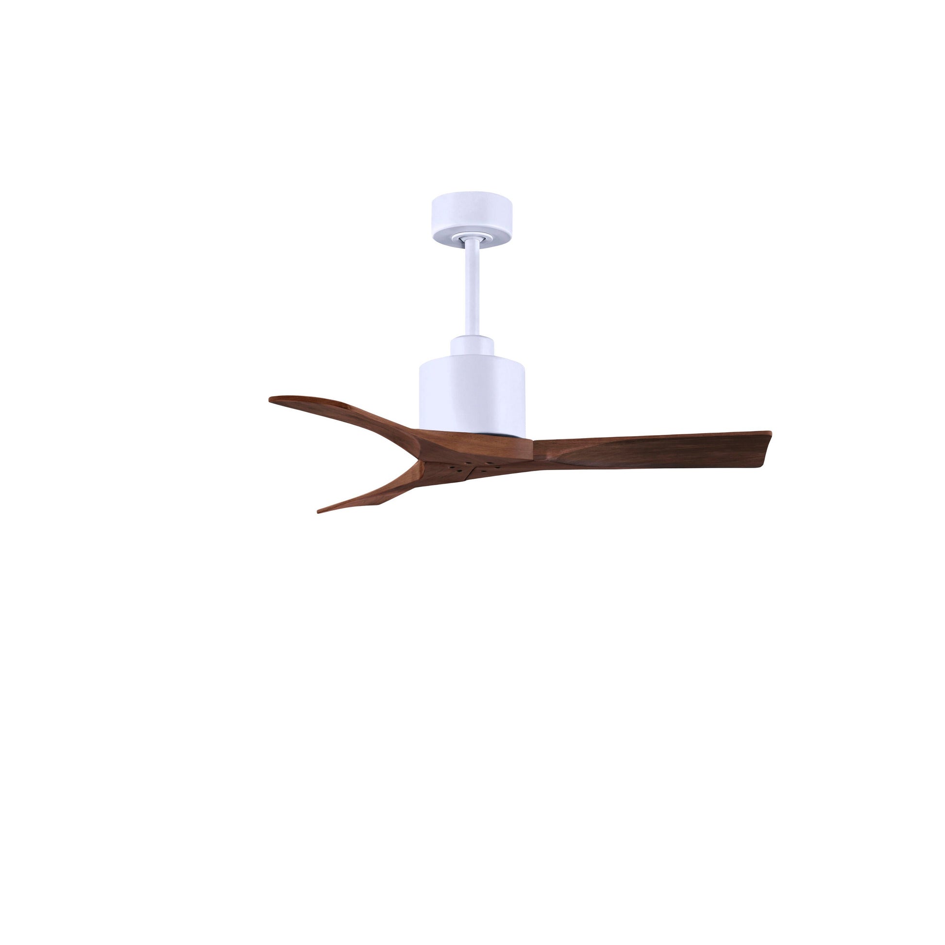 Matthews Fan Company Atlas Nan 42" Matte White Ceiling Fan With Solid Wood Blade In Walnut Finish