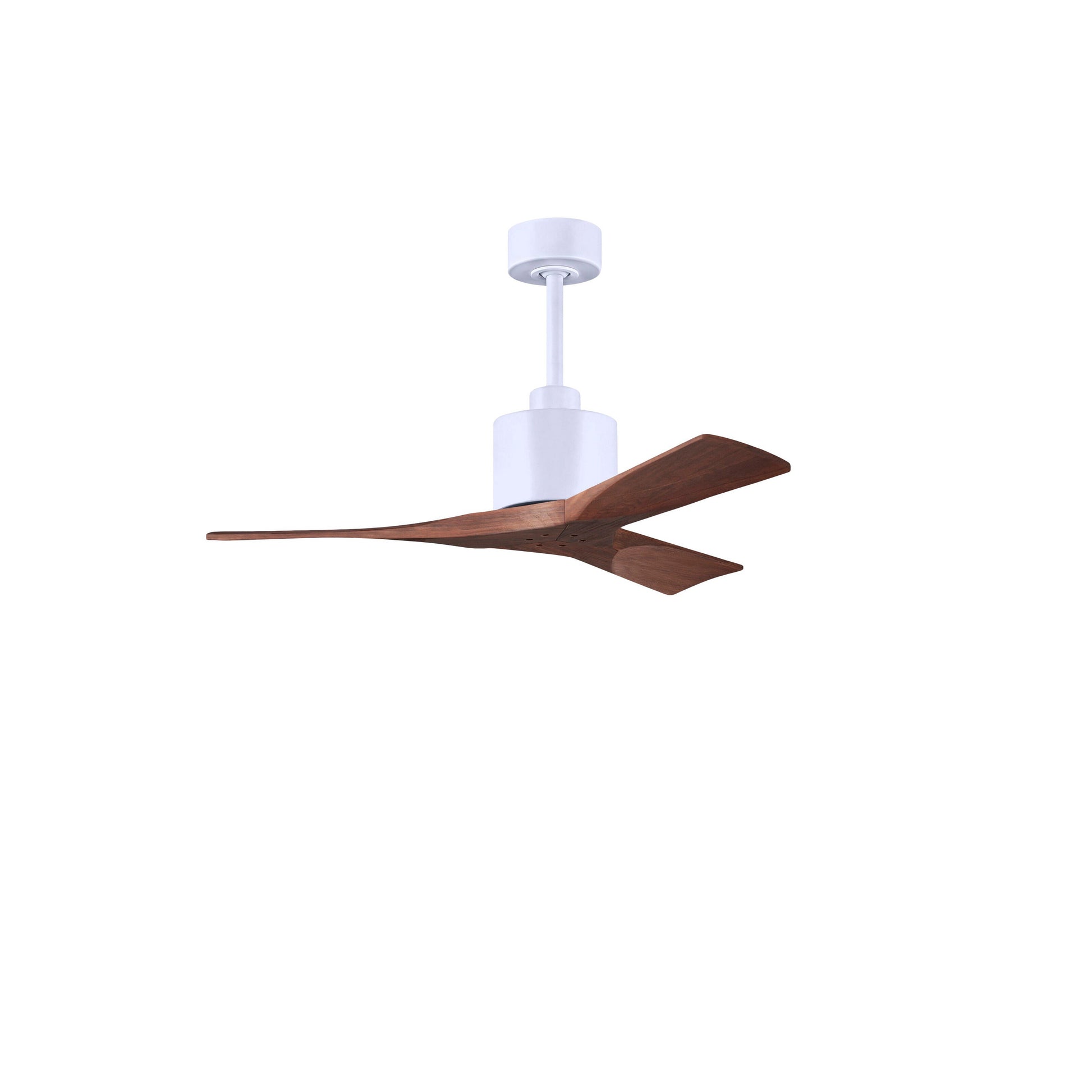 Matthews Fan Company Atlas Nan 42" Matte White Ceiling Fan With Solid Wood Blade In Walnut Finish