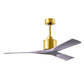 Matthews Fan Company Atlas Nan 52" Brushed Brass Ceiling Fan With Solid Wood Blade In Barnwood Tone Finish