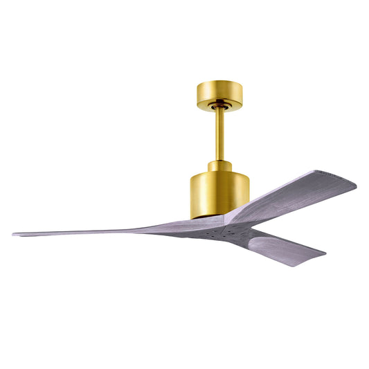 Matthews Fan Company Atlas Nan 52" Brushed Brass Ceiling Fan With Solid Wood Blade In Barnwood Tone Finish