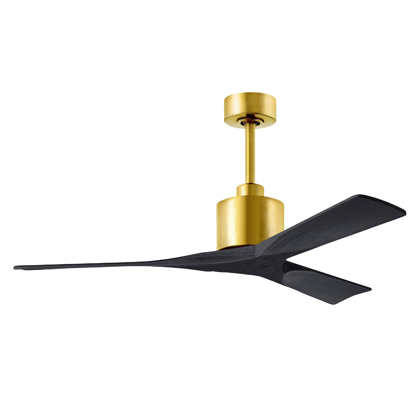 Matthews Fan Company Atlas Nan 52" Brushed Brass Ceiling Fan With Solid Wood Blade In Matte Black Finish