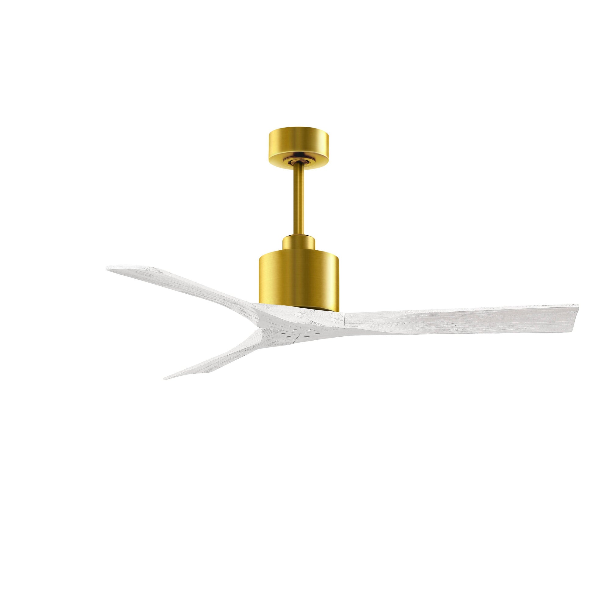 Matthews Fan Company Atlas Nan 52" Brushed Brass Ceiling Fan With Solid Wood Blade In Matte White Finish