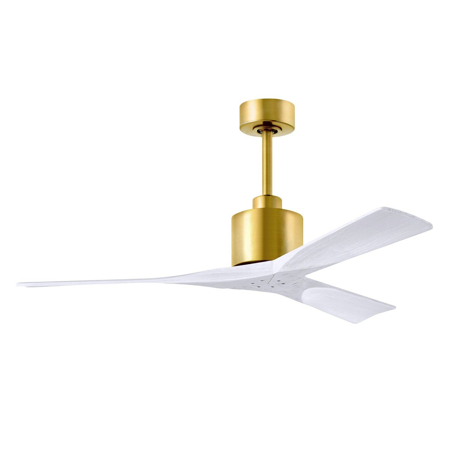 Matthews Fan Company Atlas Nan 52" Brushed Brass Ceiling Fan With Solid Wood Blade In Matte White Finish