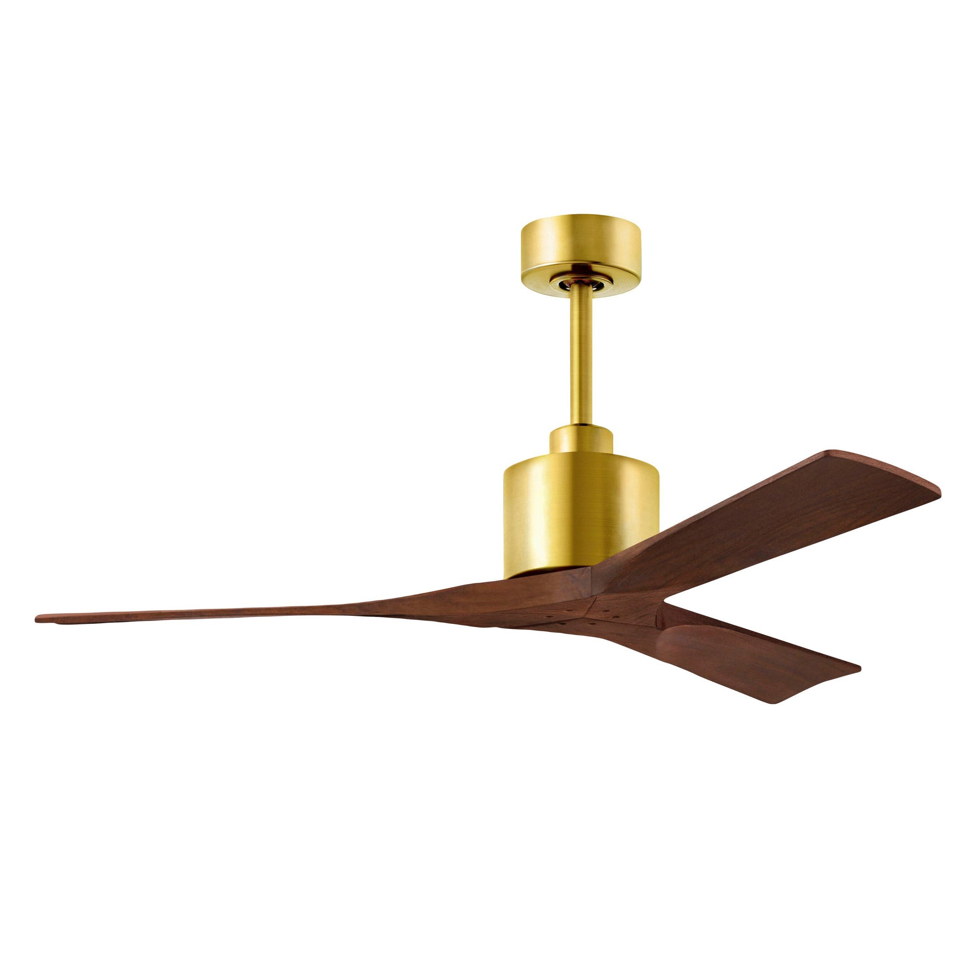 Matthews Fan Company Atlas Nan 52" Brushed Brass Ceiling Fan With Solid Wood Blade In Walnut Finish