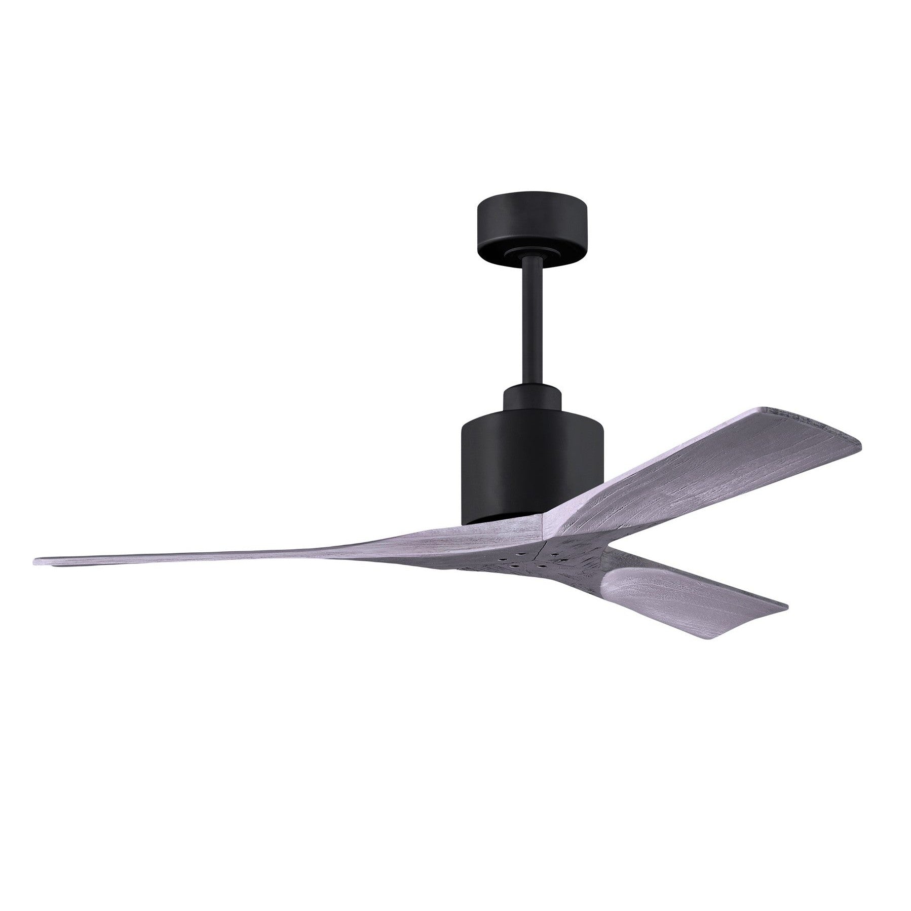 Matthews Fan Company Atlas Nan 52" Matte Black Ceiling Fan With Solid Wood Blade In Barnwood Tone Finish