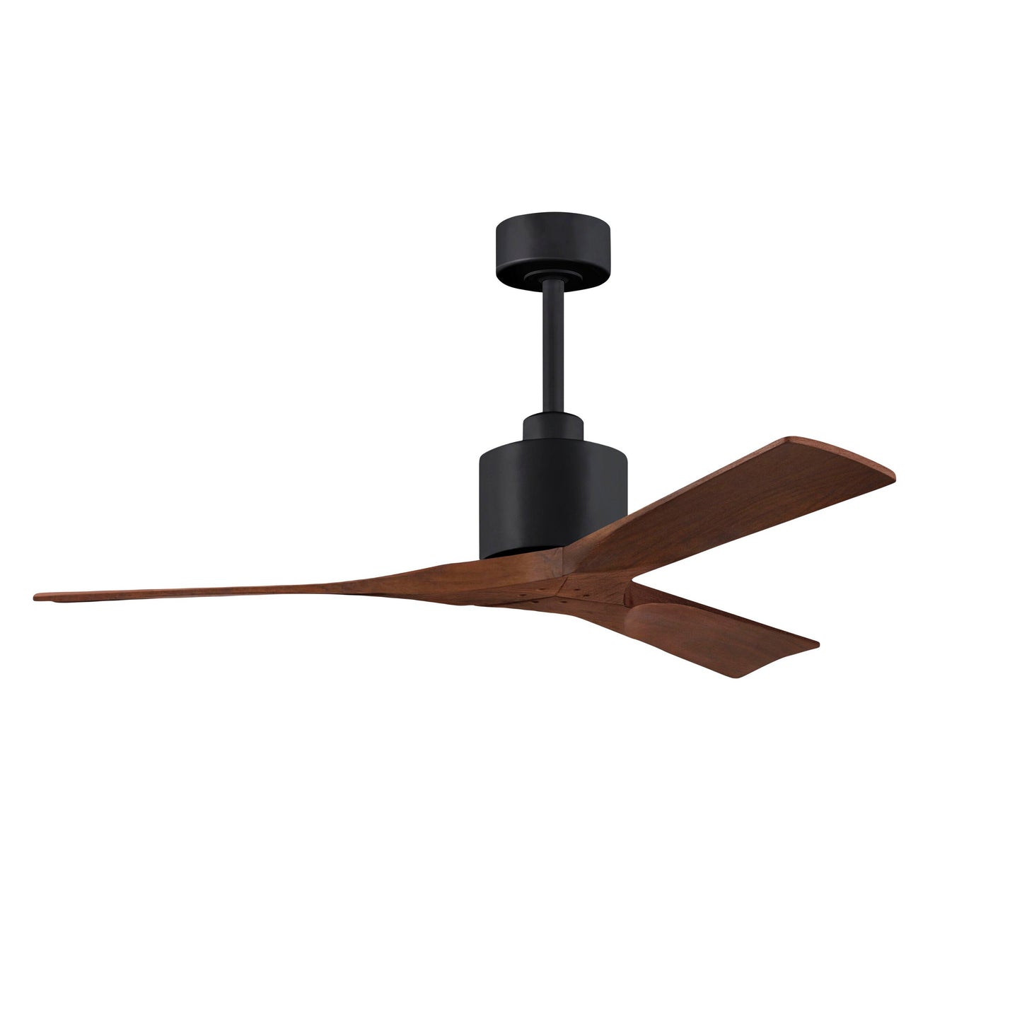 Matthews Fan Company Atlas Nan 52" Matte Black Ceiling Fan With Solid Wood Blade In Walnut Finish