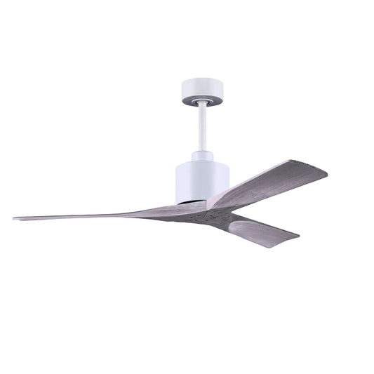 Matthews Fan Company Atlas Nan 52" Matte White Ceiling Fan With Solid Wood Blade In Barnwood Tone Finish