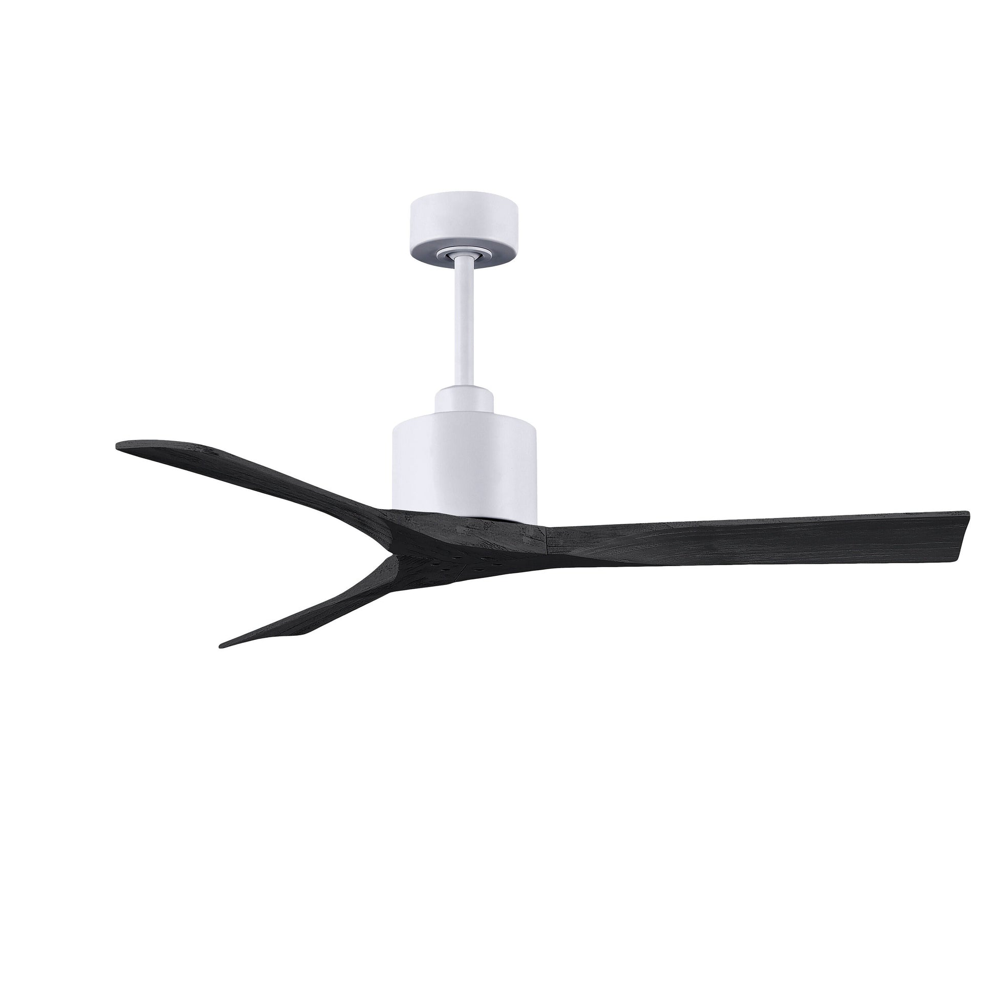 Matthews Fan Company Atlas Nan 52" Matte White Ceiling Fan With Solid Wood Blade In Matte Black Finish