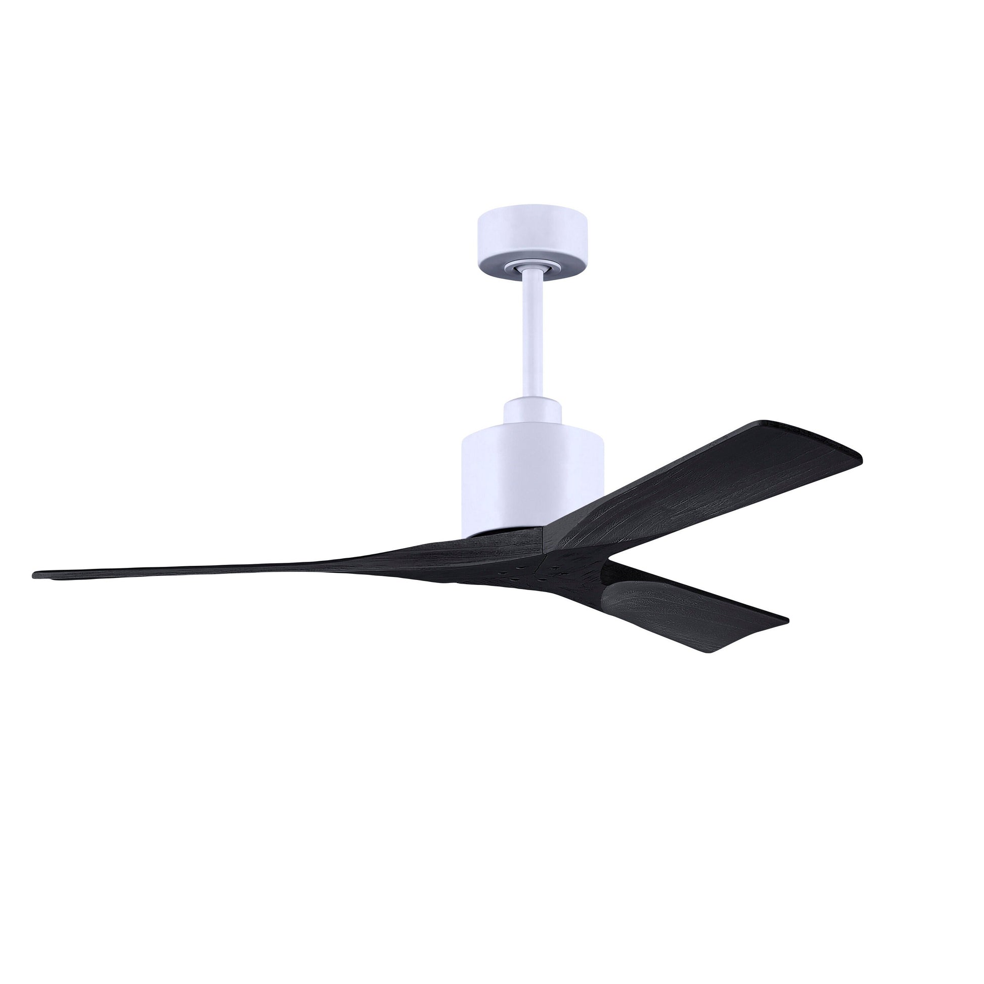 Matthews Fan Company Atlas Nan 52" Matte White Ceiling Fan With Solid Wood Blade In Matte Black Finish