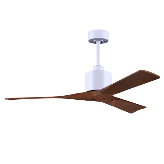 Matthews Fan Company Atlas Nan 52" Matte White Ceiling Fan With Solid Wood Blade In Walnut Finish