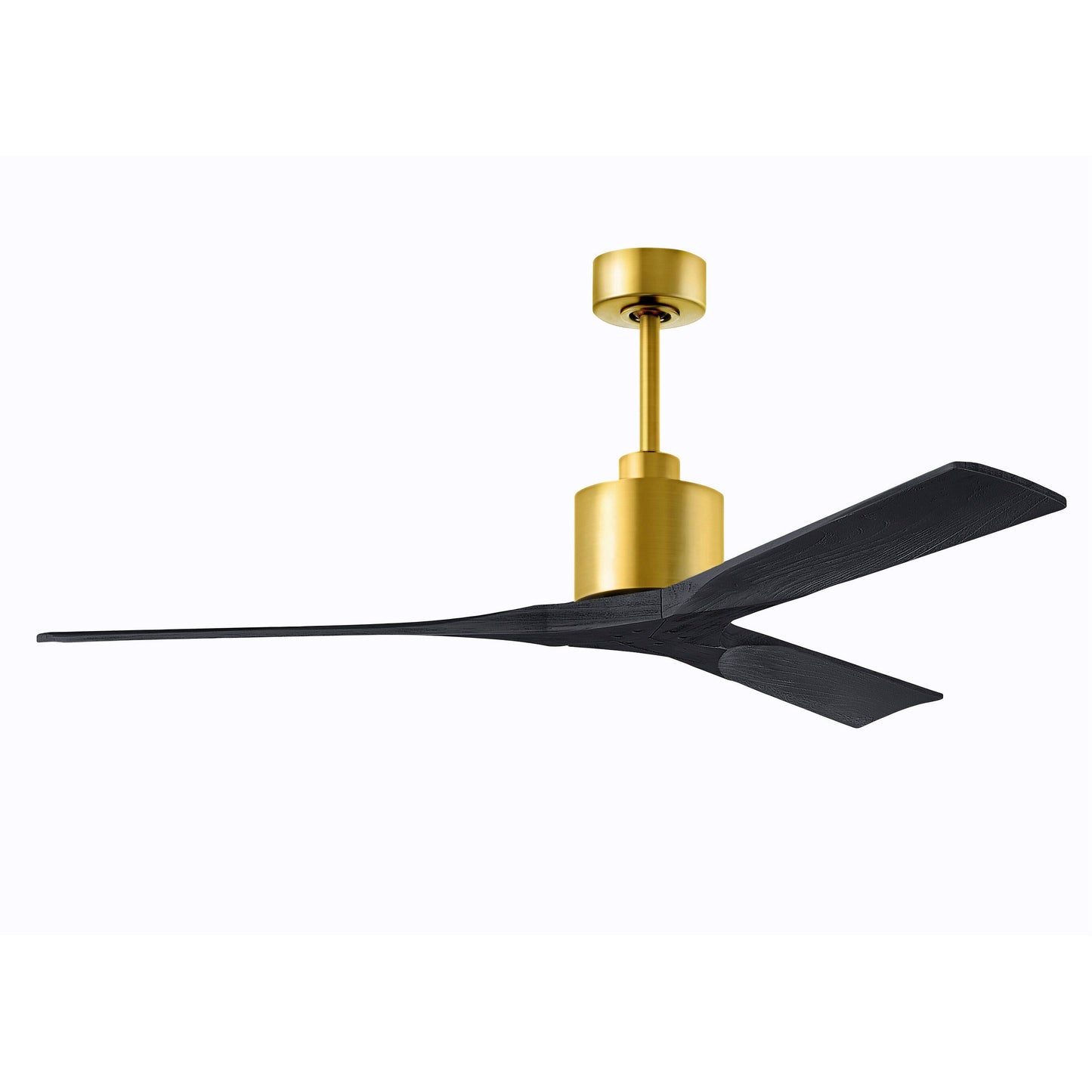 Matthews Fan Company Atlas Nan 60" Brushed Brass Ceiling Fan With Solid Wood Blade In Matte Black Finish