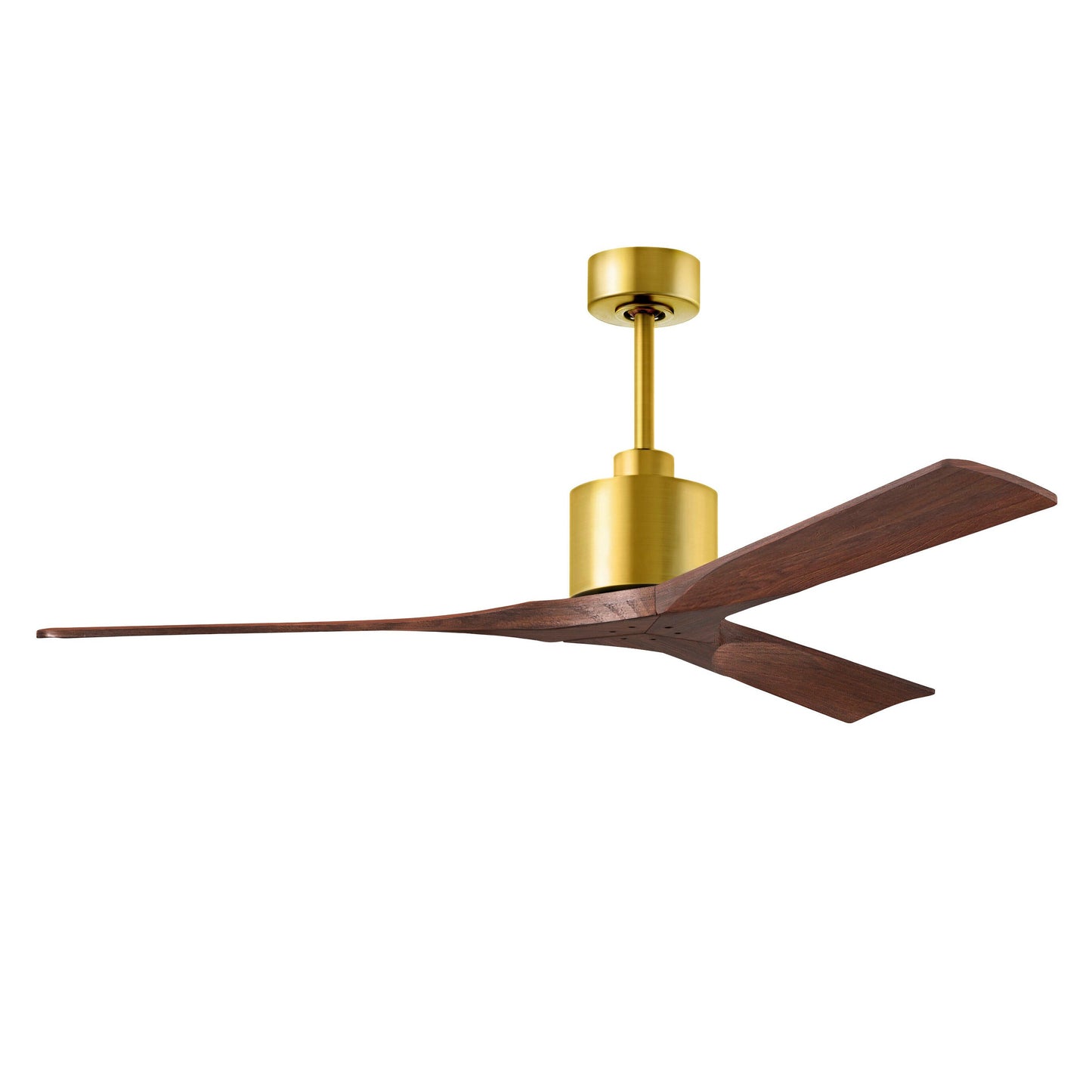 Matthews Fan Company Atlas Nan 60" Brushed Brass Ceiling Fan With Solid Wood Blade In Walnut Finish