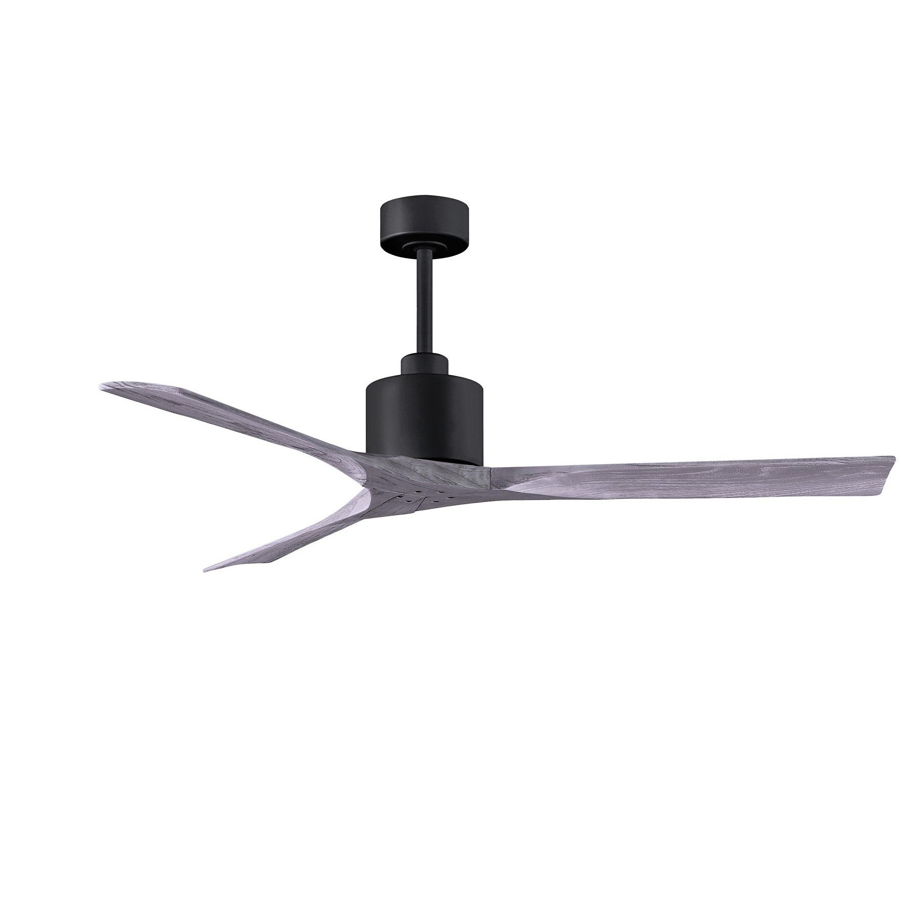 Matthews Fan Company Atlas Nan 60" Matte Black Ceiling Fan With Solid Wood Blade In Barnwood Tone Finish