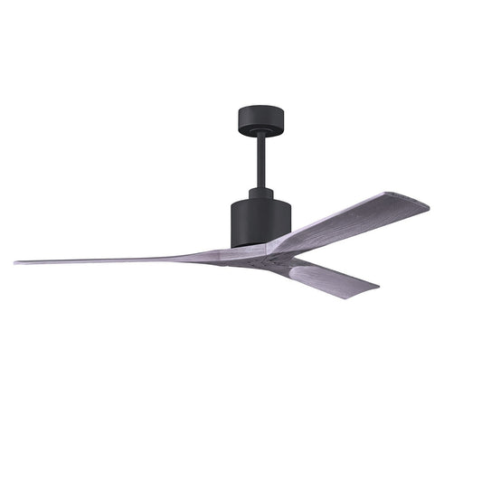 Matthews Fan Company Atlas Nan 60" Matte Black Ceiling Fan With Solid Wood Blade In Barnwood Tone Finish