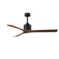 Matthews Fan Company Atlas Nan 60" Matte Black Ceiling Fan With Solid Wood Blade In Walnut Finish