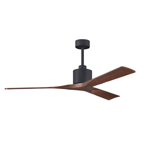 Matthews Fan Company Atlas Nan 60" Matte Black Ceiling Fan With Solid Wood Blade In Walnut Finish