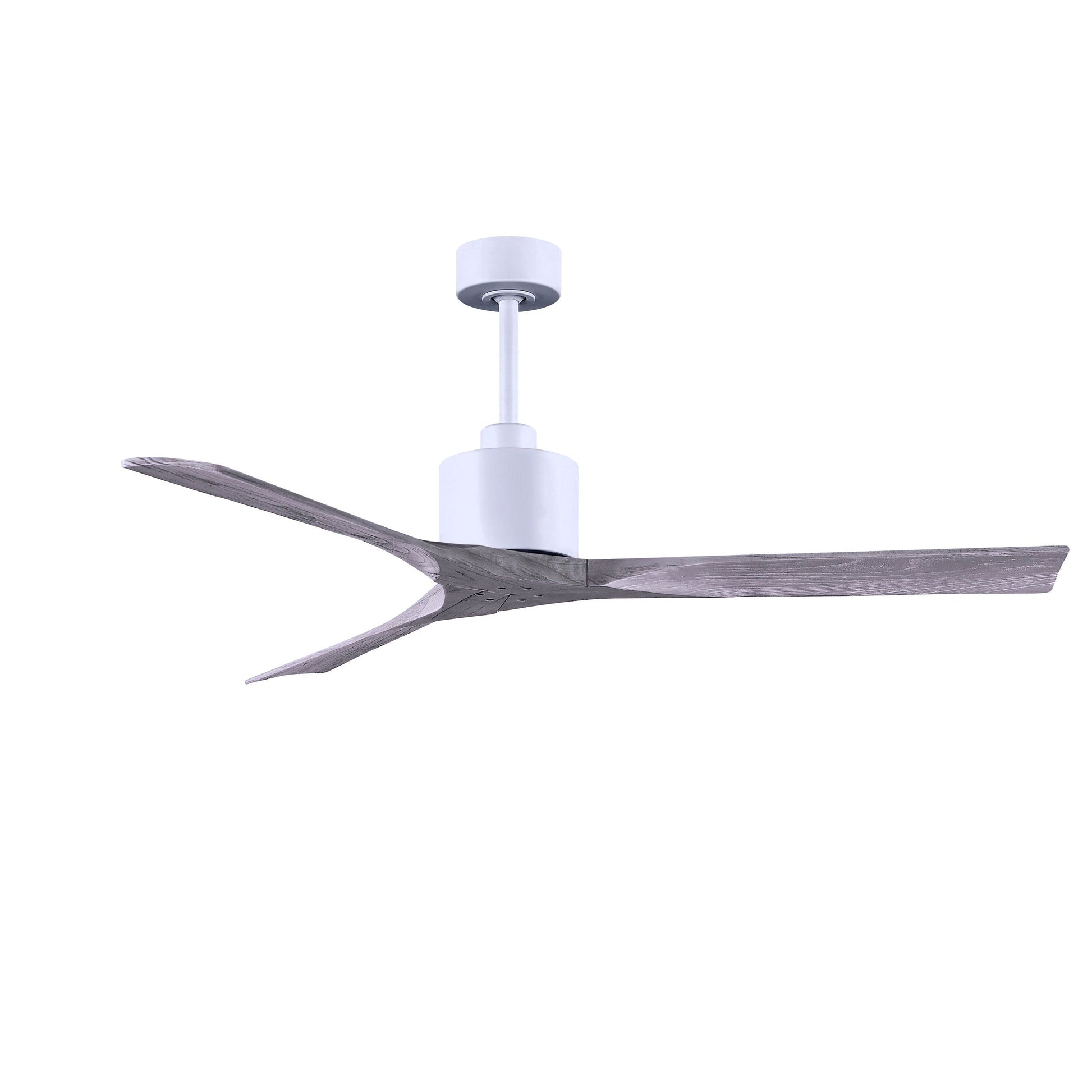 Matthews Fan Company Atlas Nan 60" Matte White Ceiling Fan With Solid Wood Blade In Barnwood Tone Finish