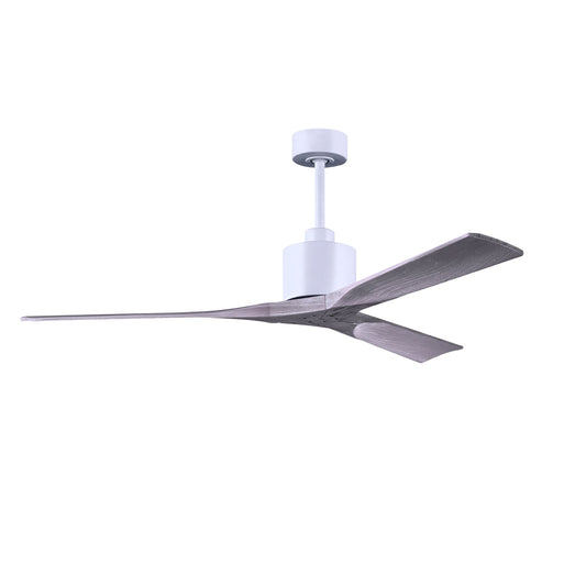 Matthews Fan Company Atlas Nan 60" Matte White Ceiling Fan With Solid Wood Blade In Barnwood Tone Finish