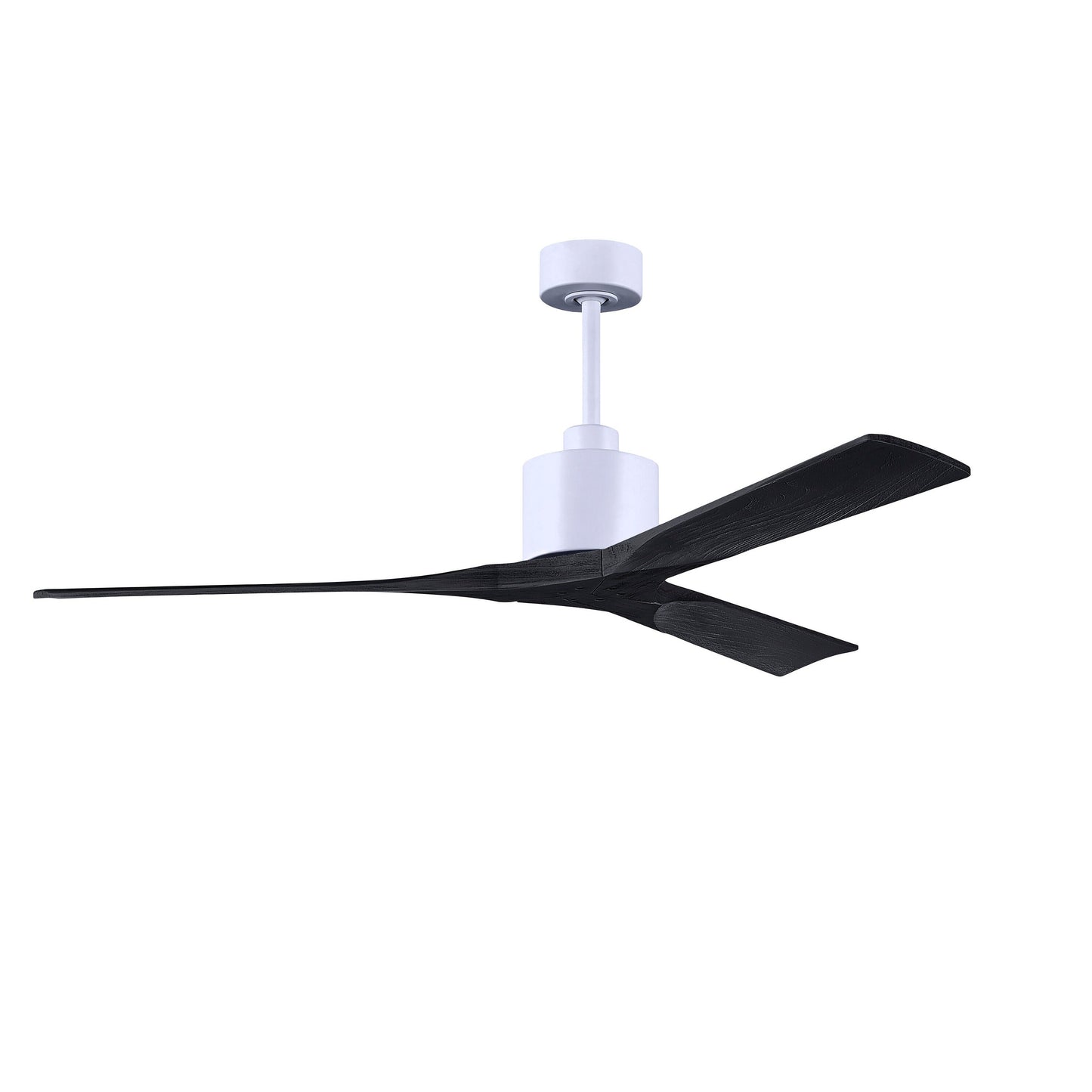 Matthews Fan Company Atlas Nan 60" Matte White Ceiling Fan With Solid Wood Blade In Matte Black Finish