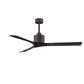 Matthews Fan Company Atlas Nan 60" Textured Bronze Ceiling Fan With Solid Wood Blade In Matte Black Finish