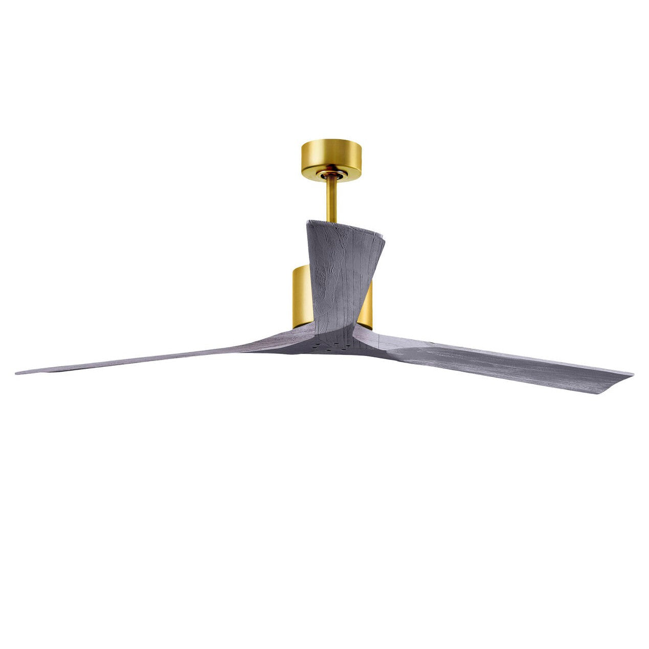 Matthews Fan Company Atlas Nan XL 72" Brushed Brass Ceiling Fan With Solid Wood Blade In Barnwood Tone Finish