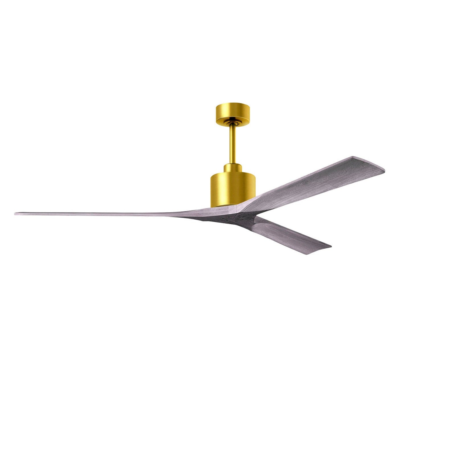 Matthews Fan Company Atlas Nan XL 72" Brushed Brass Ceiling Fan With Solid Wood Blade In Barnwood Tone Finish