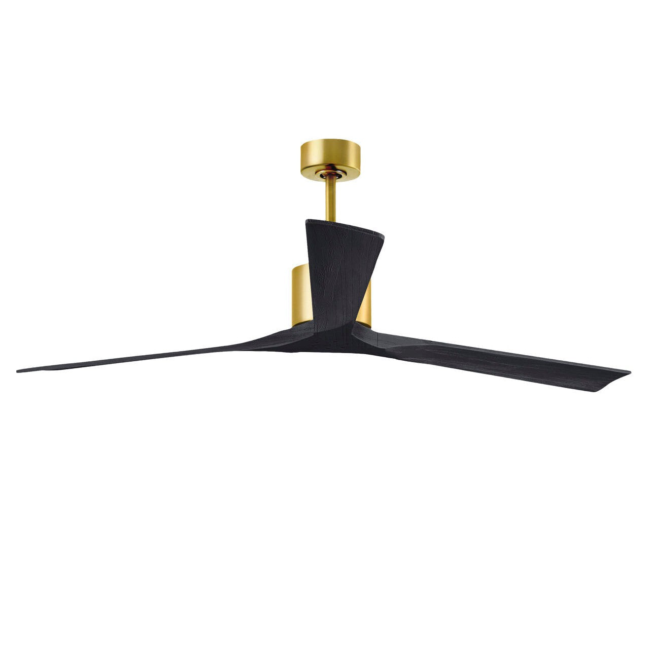 Matthews Fan Company Atlas Nan XL 72" Brushed Brass Ceiling Fan With Solid Wood Blade In Matte Black Finish