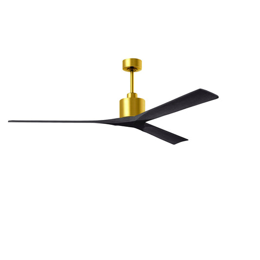 Matthews Fan Company Atlas Nan XL 72" Brushed Brass Ceiling Fan With Solid Wood Blade In Matte Black Finish