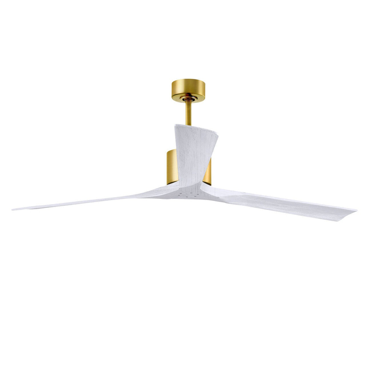 Matthews Fan Company Atlas Nan XL 72" Brushed Brass Ceiling Fan With Solid Wood Blade In Matte White Finish