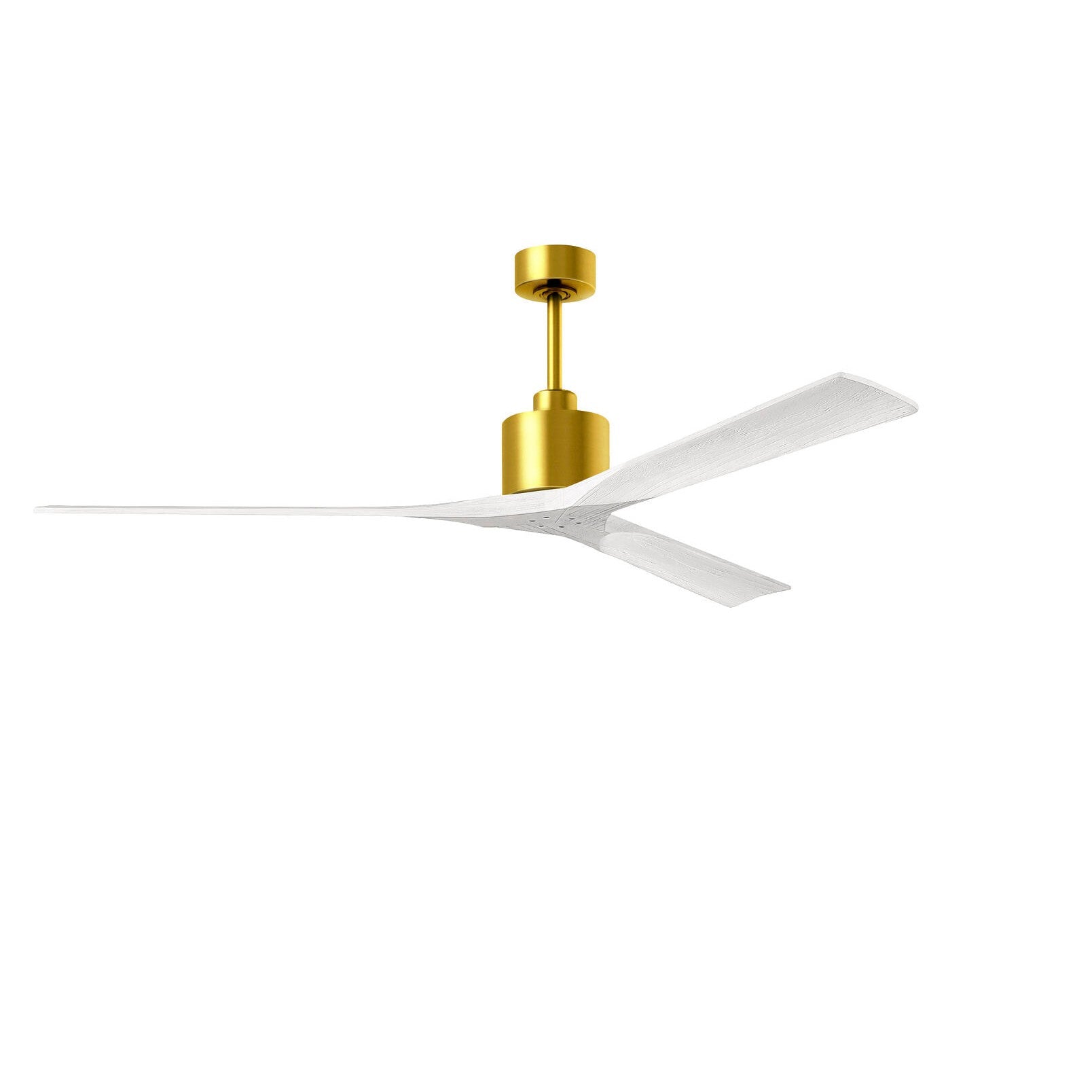 Matthews Fan Company Atlas Nan XL 72" Brushed Brass Ceiling Fan With Solid Wood Blade In Matte White Finish