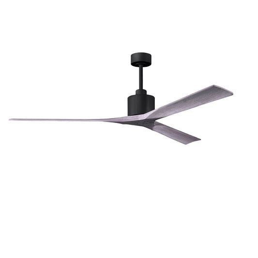 Matthews Fan Company Atlas Nan XL 72" Matte Black Ceiling Fan With Solid Wood Blade In Barnwood Tone Finish