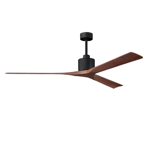 Matthews Fan Company Atlas Nan XL 72" Matte Black Ceiling Fan With Solid Wood Blade In Walnut Finish