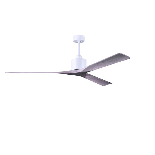 Matthews Fan Company Atlas Nan XL 72" Matte White Ceiling Fan With Solid Wood Blade In Barnwood Tone Finish