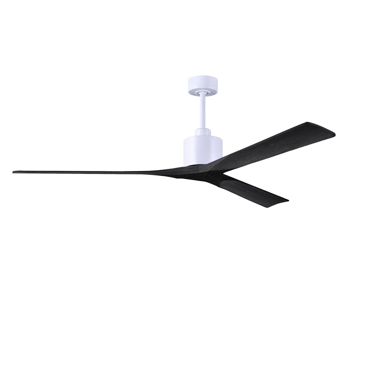 Matthews Fan Company Atlas Nan XL 72" Matte White Ceiling Fan With Solid Wood Blade In Matte Black Finish