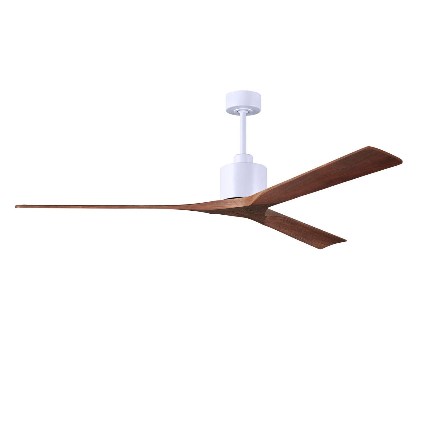 Matthews Fan Company Atlas Nan XL 72" Matte White Ceiling Fan With Solid Wood Blade In Walnut Finish