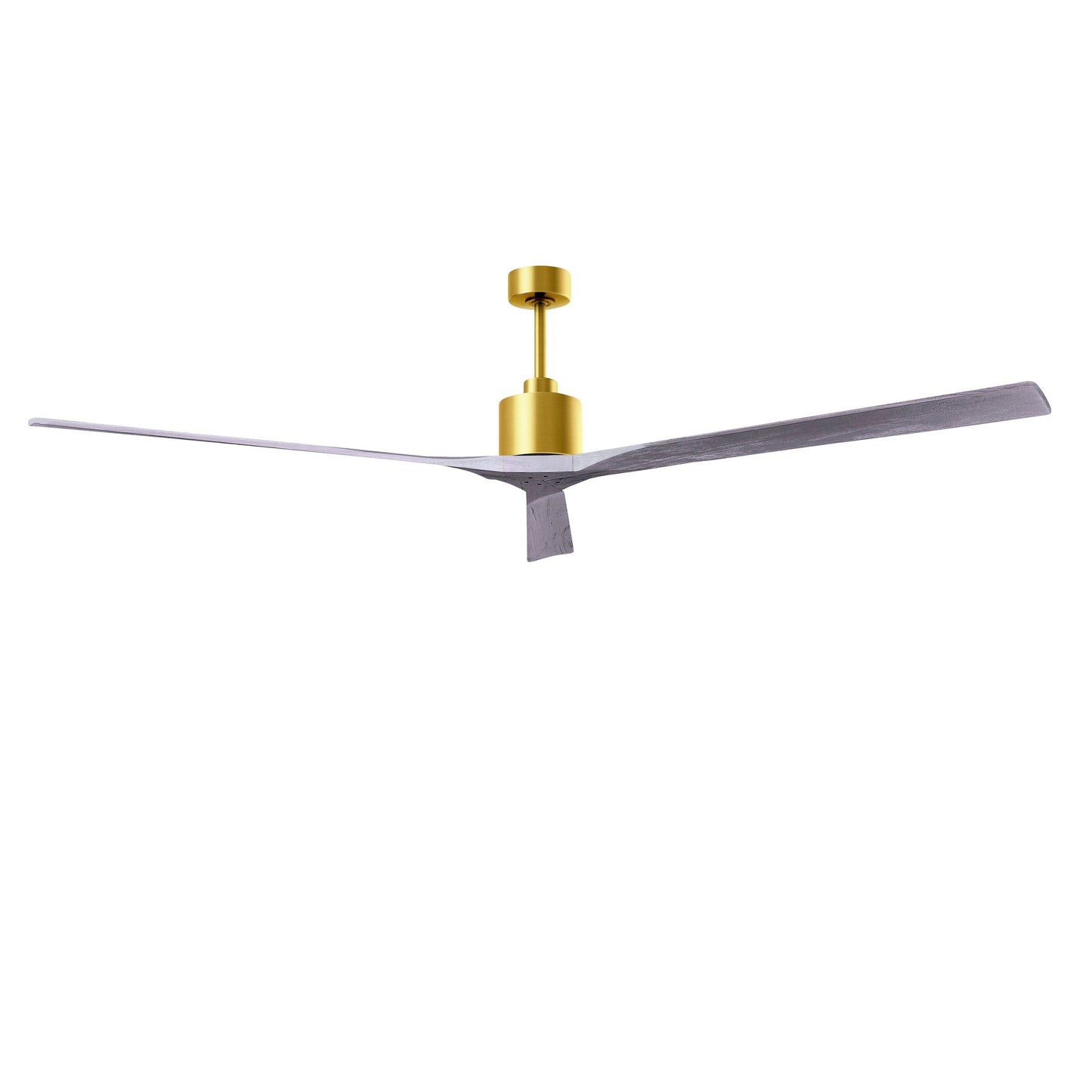 Matthews Fan Company Atlas Nan XL 90" Brushed Brass Ceiling Fan With Solid Wood Blade In Barnwood Tone Finish